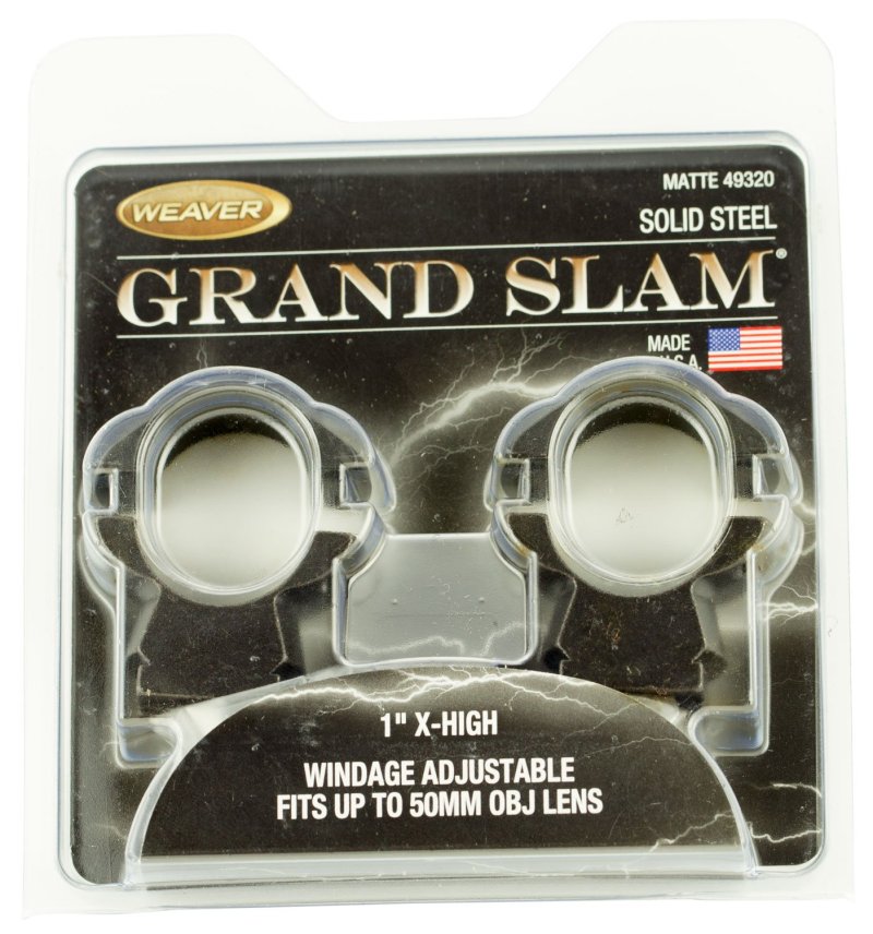 Weaver Grand Slam 49320 1" Scope Ring Set Extra High Matte Black