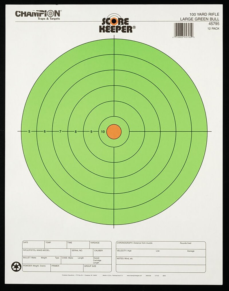 Champion 45795 Score Keeper Bullseye Paper Targets Green & Orange 12 Pack