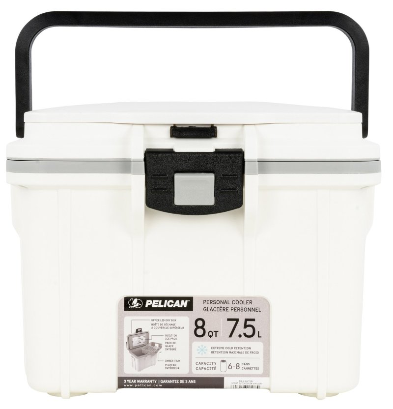 Pelican 8QT Elite Cooler 8Q-1-WHTGRY White Gray 8 Quart Capacity