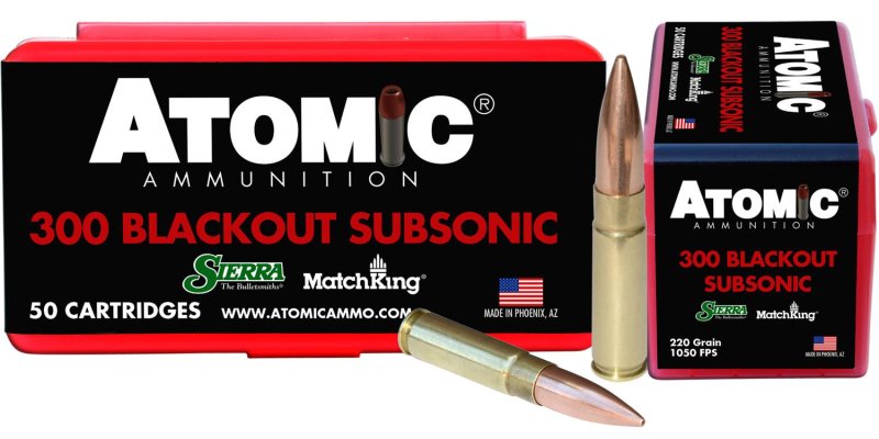 Atomic Ammunition 00465 .300 Blackout Subsonic 220gr HPBT 50 Rounds
