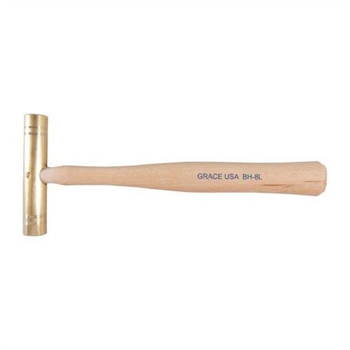 Grace USA GRBH8L 8 oz Long Brass Hammer with Wood Handle