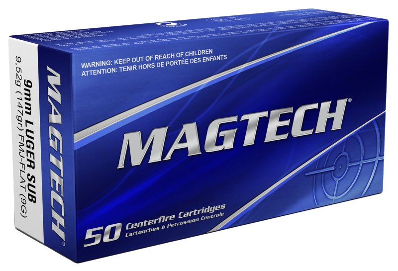 Magtech 9G 9mm Luger 147gr FMJ Flat Subsonic Ammo 50 Rounds