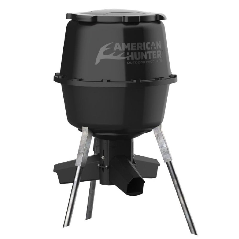 GSM Outdoors AH225GRAV 30 Gal Black Gravity Feeder w/Nesting Hopper
