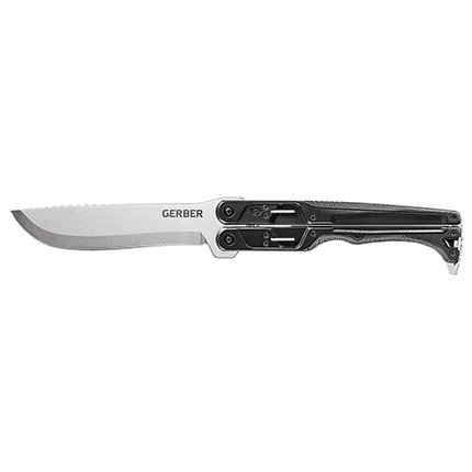 Gerber Doubledown Machete 6.75 In Butterfly Open Quad Lock Black 30-001536