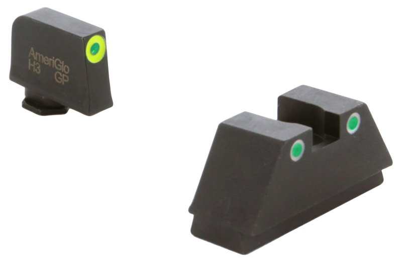 AmeriGlo GL333 Optic Sight Set Glock XL Tall Green Tritium LumiGreen