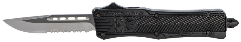 CobraTec SBCTK-1SDS 2.75" Drop Point Serrated OTF Knife, D2 Steel, Black