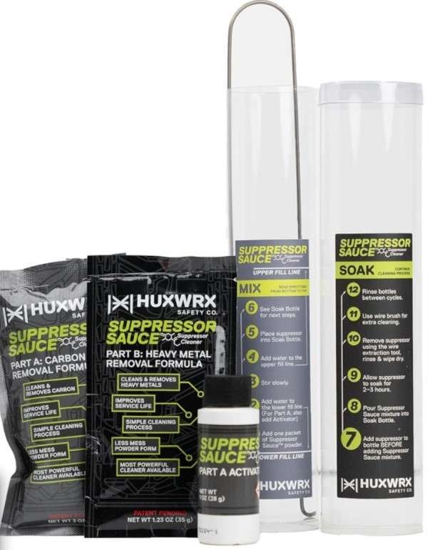 Huxwrx 3202 Suppressor Sauce Cleaning Kit Black with Mix & Soak Bottles
