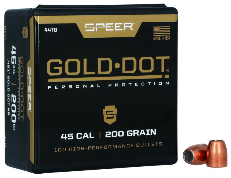 Speer Gold Dot 4478 45 Caliber 200gr Hollow Point 100/Box