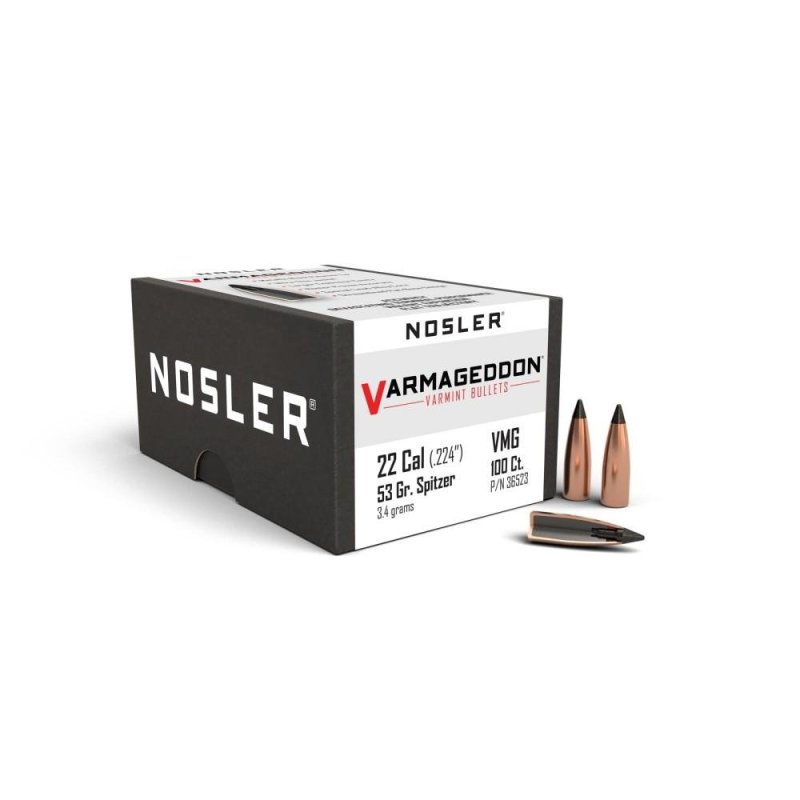 Nosler Varmageddon .224 Caliber 53gr FB Tipped Bullets 100 Pack 36523