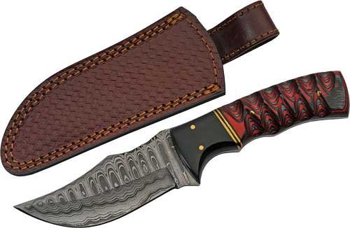 SZCO Supplies Rite Edge DM1288 4In Buffalo Horn Damascus Knife