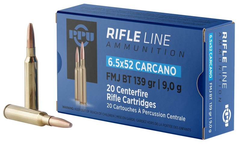 Prvi Partizan PP6CF 6.5x52 Carcano 139gr FMJ BT Rifle Ammo 20/Box