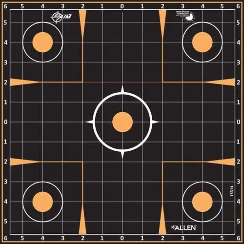 Allen EZ Aim Splash Sight-In Target 12x12 5pk - Self-Adhesive, Orange/Black
