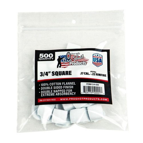 Pro-Shot 3/4 Inch Cotton Gun Cleaning Patches 500 Pack Rimfire .17-.22 CAL