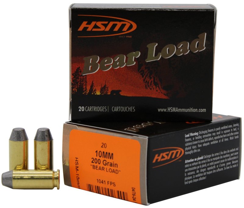 HSM Ammunition Bear Load 10mm Auto 200 gr 20 rd Round Nose Flat Point