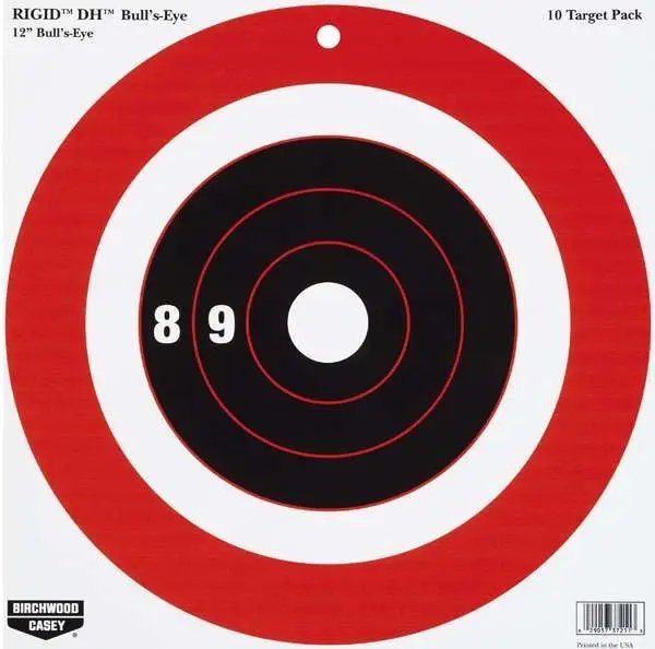 Birchwood Casey Rigid Bullseye Tagboard 12" x 12" Black/Orange 10 Pack