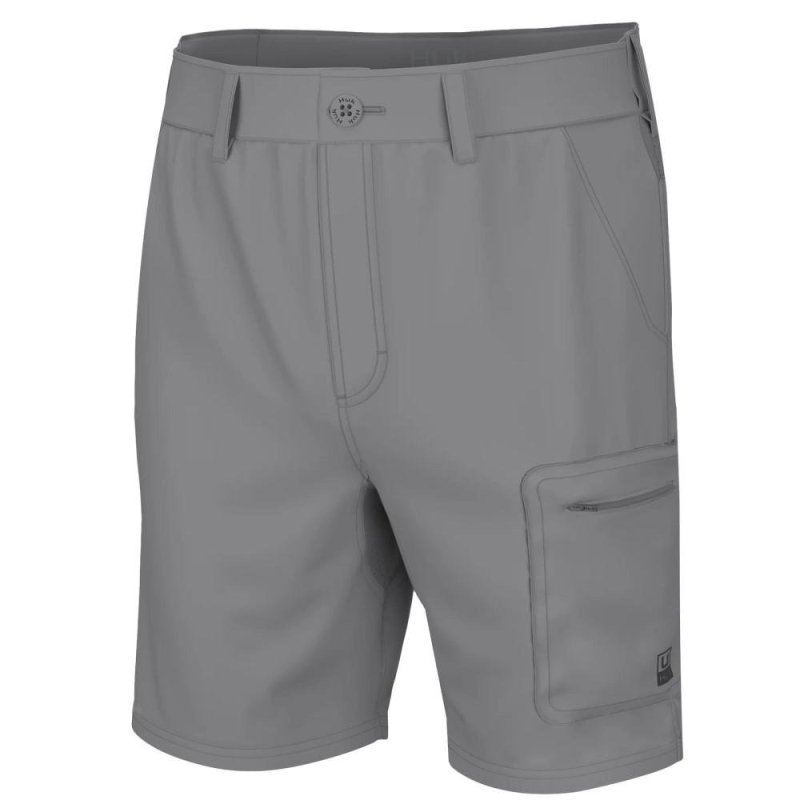 Huk H2000173-032-L Next Level 7" Shorts Overcast Grey L, SPF, Quick-Dry