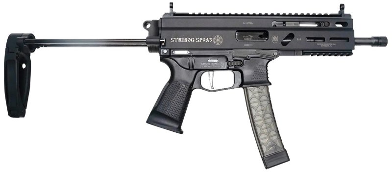 Grand Power 850003223124 Stribog SP9A3 9mm Luger 30+1 Black PDW Tailhook
