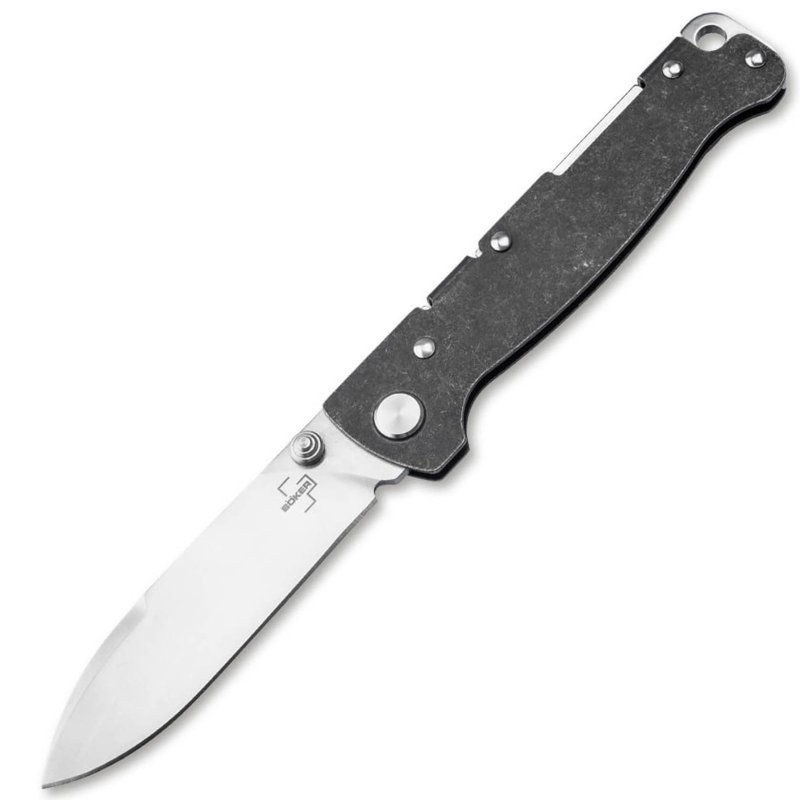 Boker Atlas Backlock 2.87 Satin Drop Point Folding Knife