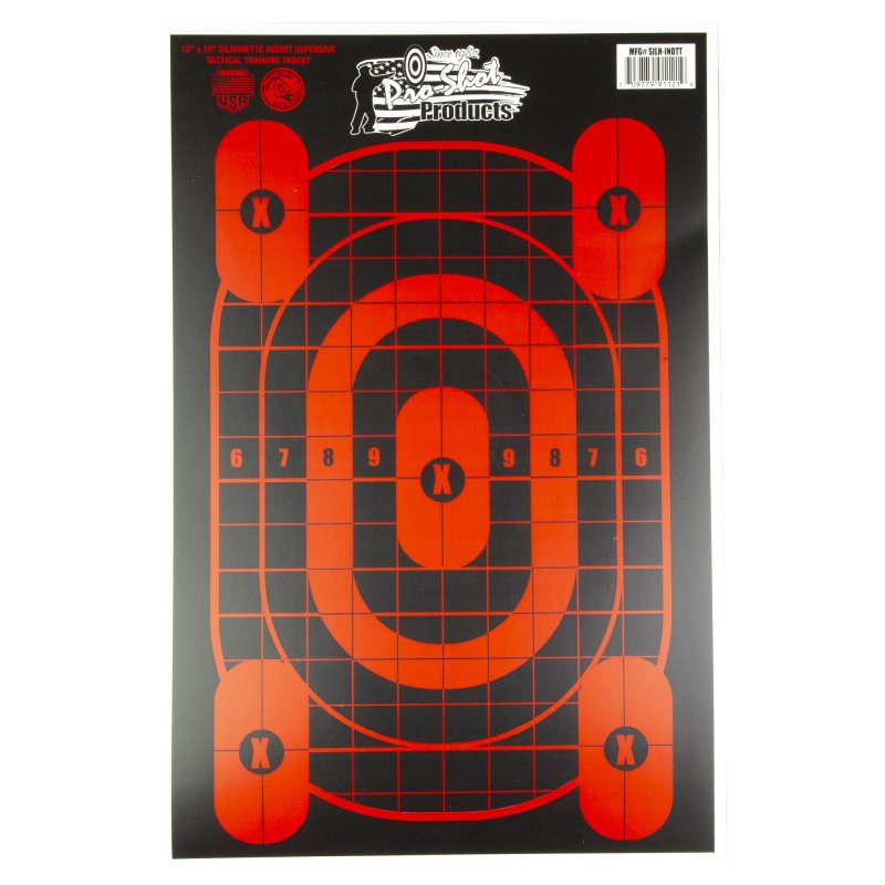 ProShot 12X18 SILHOUETTE INSERT DEFENSIVE TACTICAL TRAINING TARGET 4 QTY. SILH-INDTT-4PK