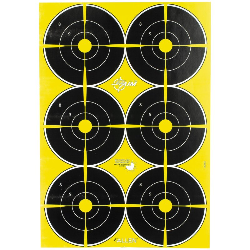 EZ-Aim Non-Adhesive Paper Splash Targets 6 Spot Bullseyes 8 Pack
