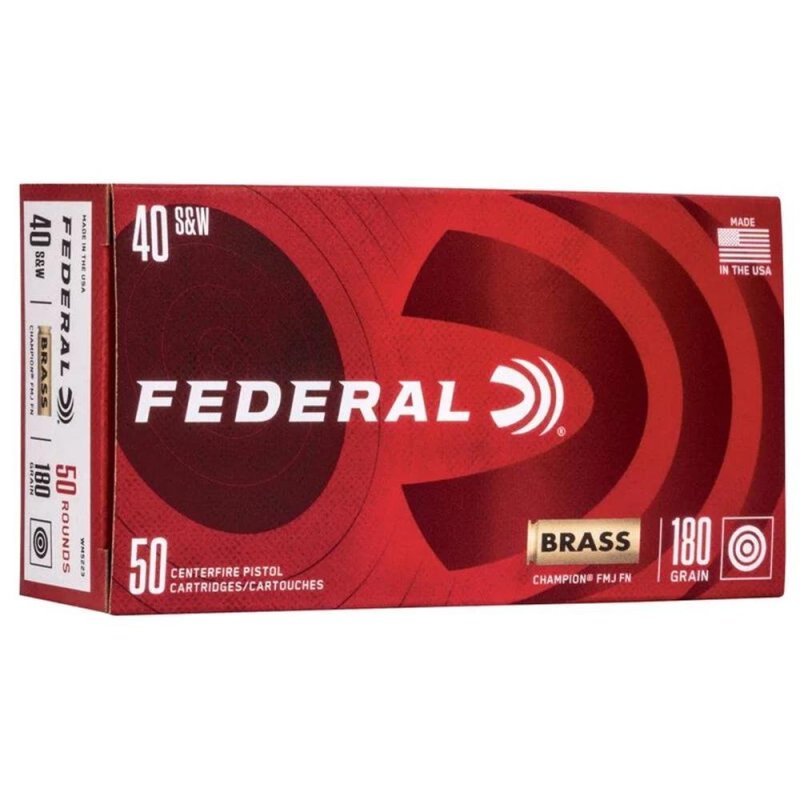 Federal WM5223 Champion Training 40 S&W 180 gr Full Metal Jacket (FMJ) 50 Per Box/ 20 Cs