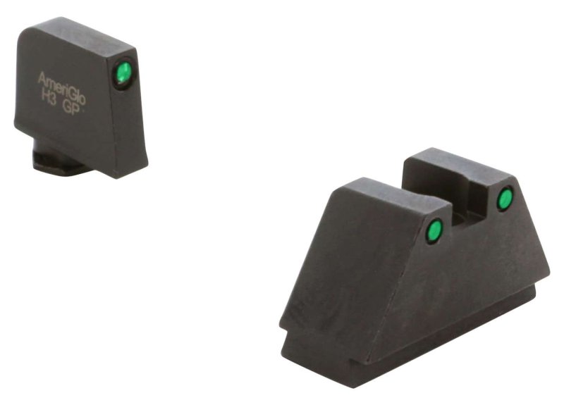AmeriGlo GL815 Optic Sight Set Glock 3XL Tall Green Tritium Black Outline