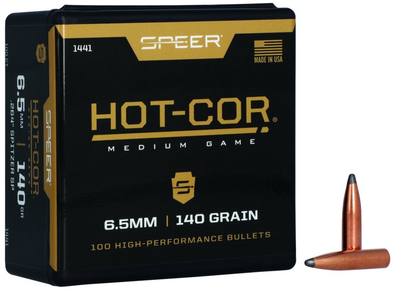 Speer 1441 Hot-Cor .264 Cal 140gr Spitzer Soft Point Bullets 100ct