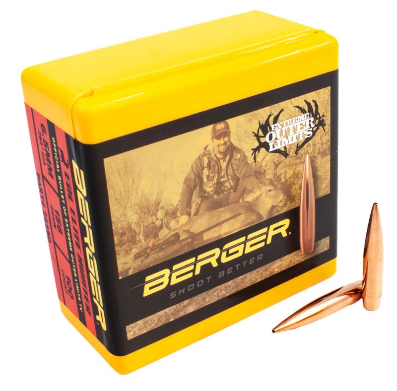 Berger 26550 Elite Hunter 6.5mm 156gr Boat Tail Bullets 100/Box