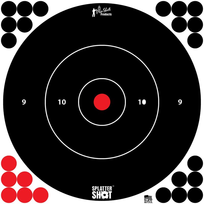 Pro-Shot 12 Inch Bullseye Target Heavy Tag Paper 12 Pack Reactive Splatter
