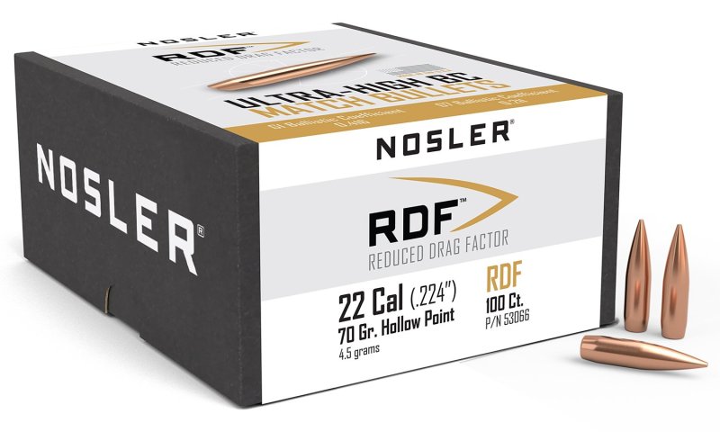 Nosler RDF Competition 22 Cal .224 70 gr HPBT 100 Per Box 53066