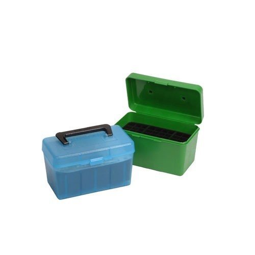 MTM Case-Gard Deluxe H-50-XL Rifle Ammo Box - Clear Blue - 50 Round Capacity - Ultimate Ammo Protection