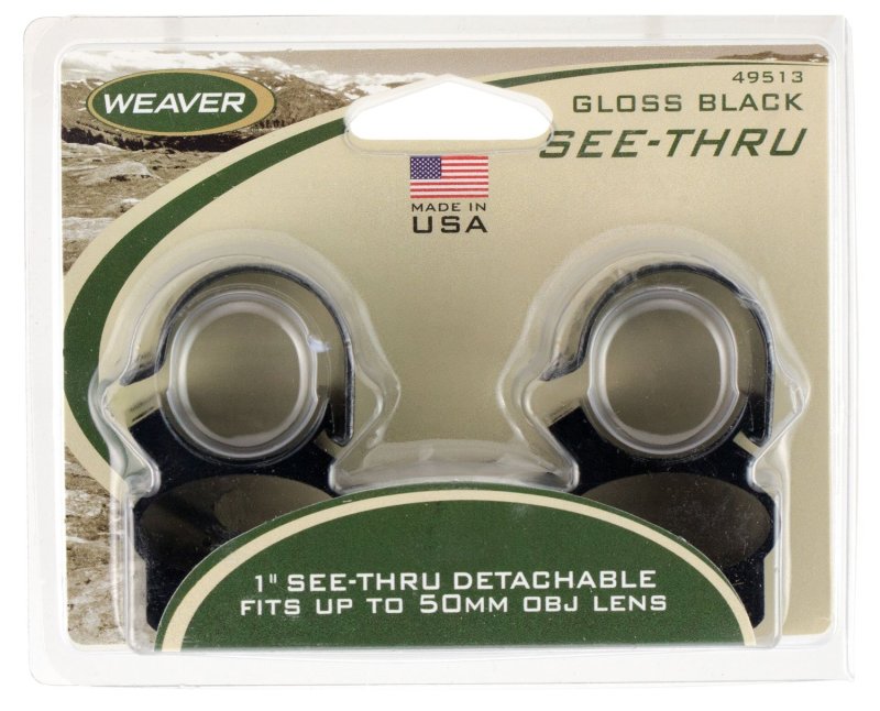 Weaver Mounts 49513 See-Thru Scope Ring Set Black Steel 1" Tube Detachable
