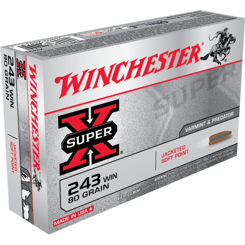 Winchester X2431 .243 Winchester 80 Grain Jacketed Soft Point 20 Rounds