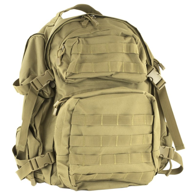 NcStar CBT2911 Tactical Backpack, 18"x12"x6", Nylon, Tan, MOLLE, Hydration