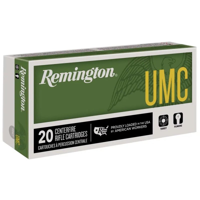 Remington UMC 23661 Centerfire Rifle Ammo, 450 Bushmaster, 260 gr FMJ, 20 rd, Brass Color