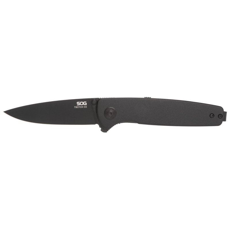 SOG Twitch III 3.1" Drop Point Blade Black Aluminum Handle