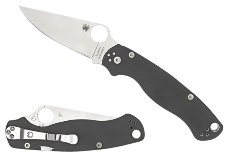 Spyderco C81GPDGY2 Para Military 2 3.47” Folding Plain Satin Maxamet...
