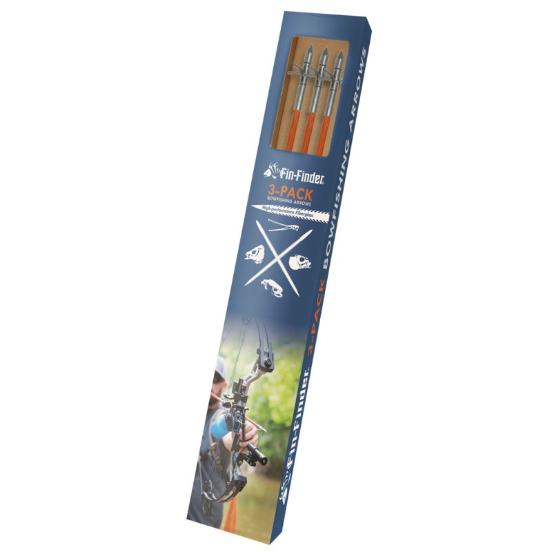 Fin-Finder Raider Pro Bowfishing Arrows 3pk Orange Kraken 3-Barb
