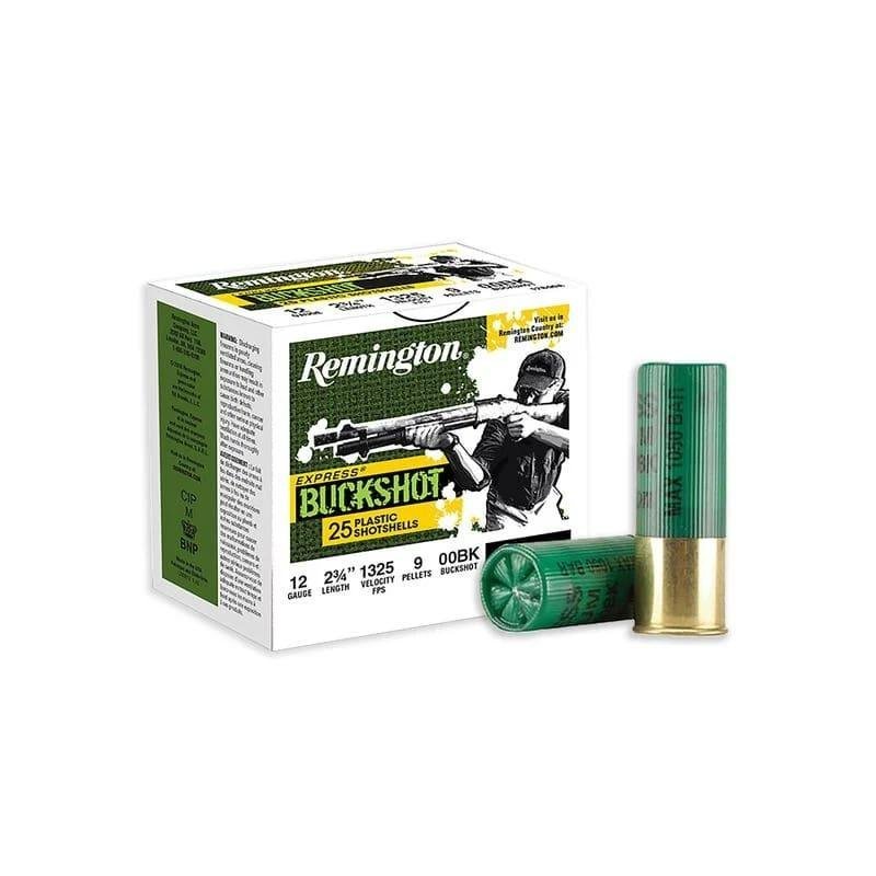 Remington 20411 Express Buckshot: 12 Gauge, 2.75in, 00 Buck, 9 Pellet, 1325 FPS, 25 Rounds