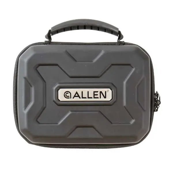 Allen 827 EXO Handgun Case Polymer Black Finish Molded Carry Handle Egg Crate Foam Lockable Zippers 7" x 5.25"