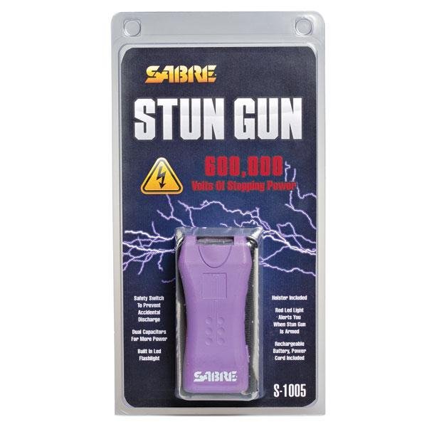 SABRE Dual Capacitor Stun Gun 1.60 uC LED Flashlight Purple