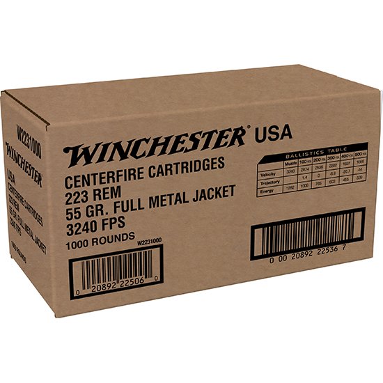Winchester USA Ready 223 Remington Full Metal Jacket 55 Grain 1000 Rounds