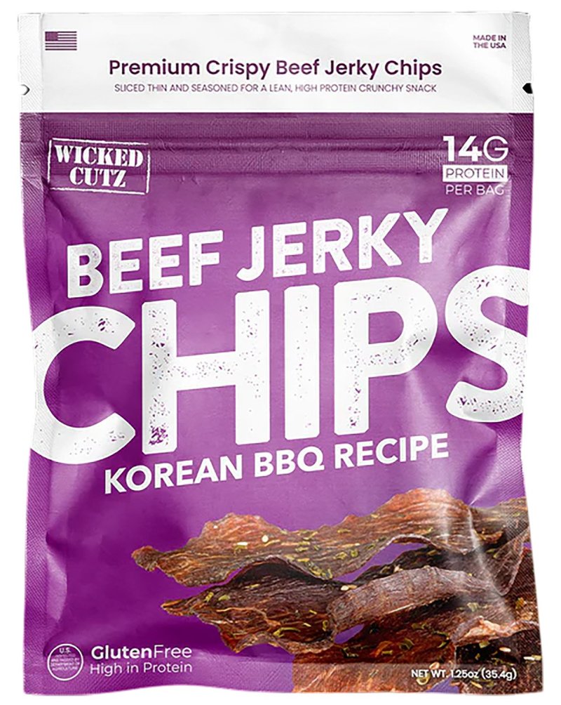 WICKED WCBC01KB Korean BBQ Beef Jerky Chips 8 Pack Shelf-Stable