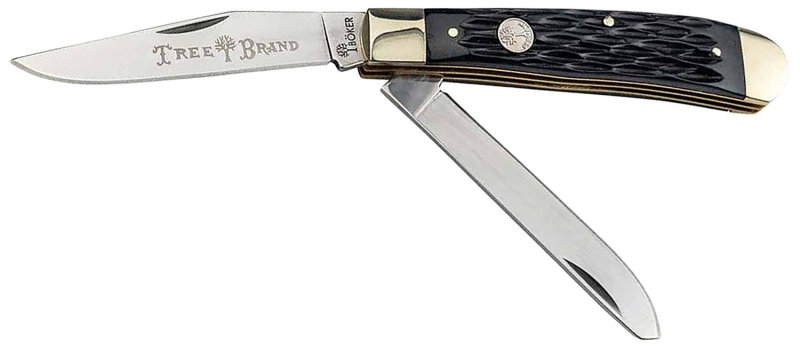 Boker 110824 Trapper 2.0 Clip Point/Spey Plain D2 Steel Blade Black Jigged
