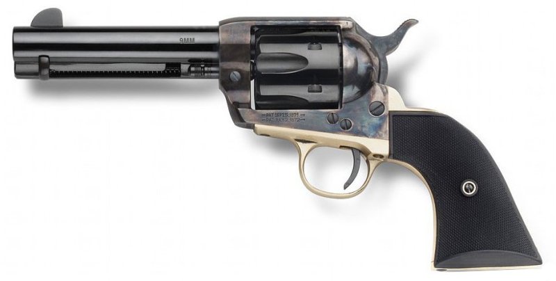 Pietta HF9CHBR434NMBP 9mm 4.75" Brass Grip Case Hardened Frame