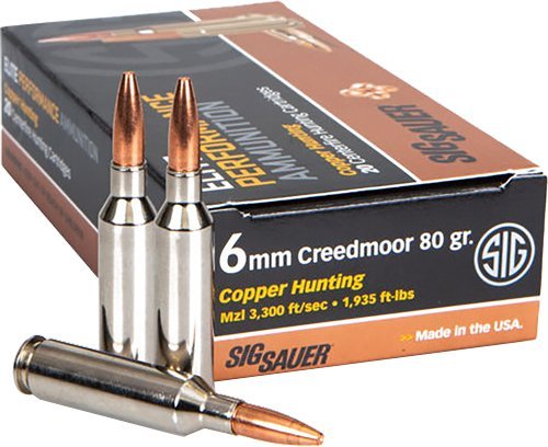 SIG Sauer Elite Hunting Copper 6mm Creedmoor Ammo 80gr