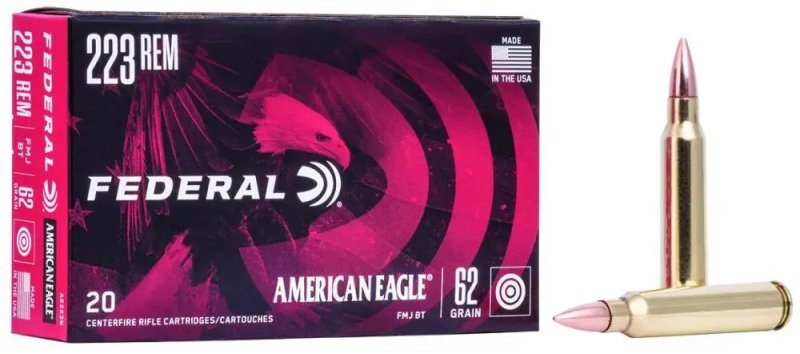 Federal AE223N 223 Rem 62 Grain Full Metal Jacket Boat Tail 20 Rounds