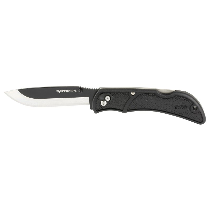 Outdoor Edge OX10C Onyx 3.5" Folding Knife, 3 Blades, Black Grivory Handle