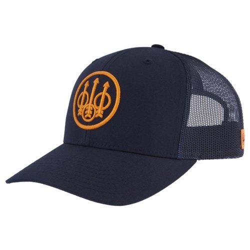 Beretta BC020T16520505 Straightpull Trucker Hat Navy/Orange Mesh Back