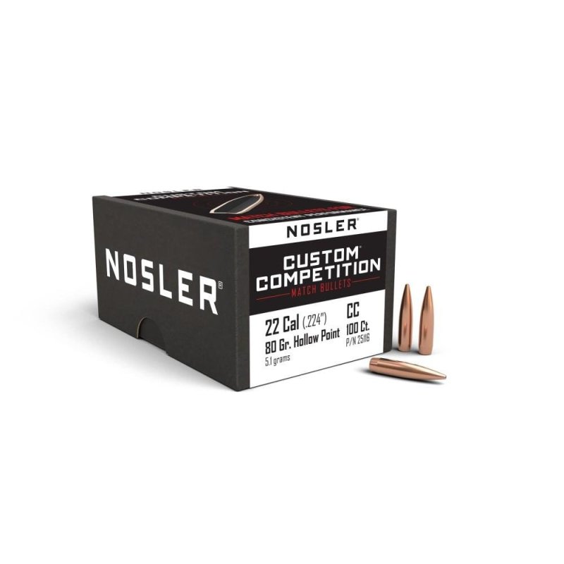 Nosler Custom Competition .22 Caliber 80 Grain Hollow Point 100 Count